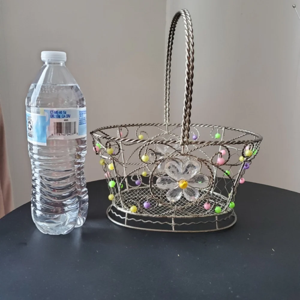 Multi Color Beaded Flower Basket